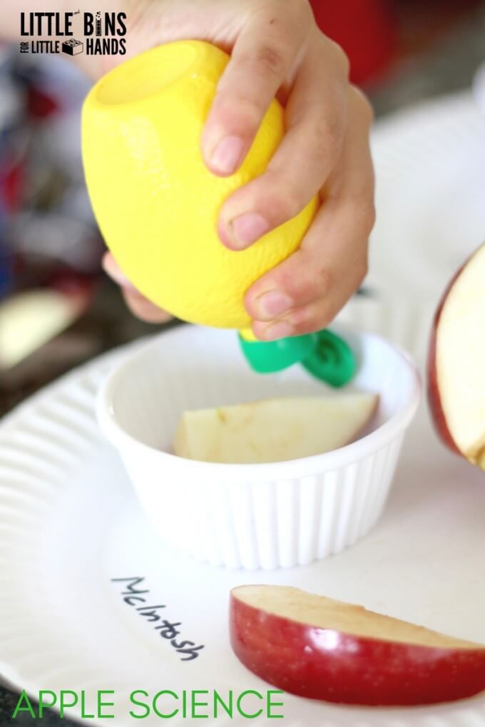 Apple Science Experiment with Lemon Juice
