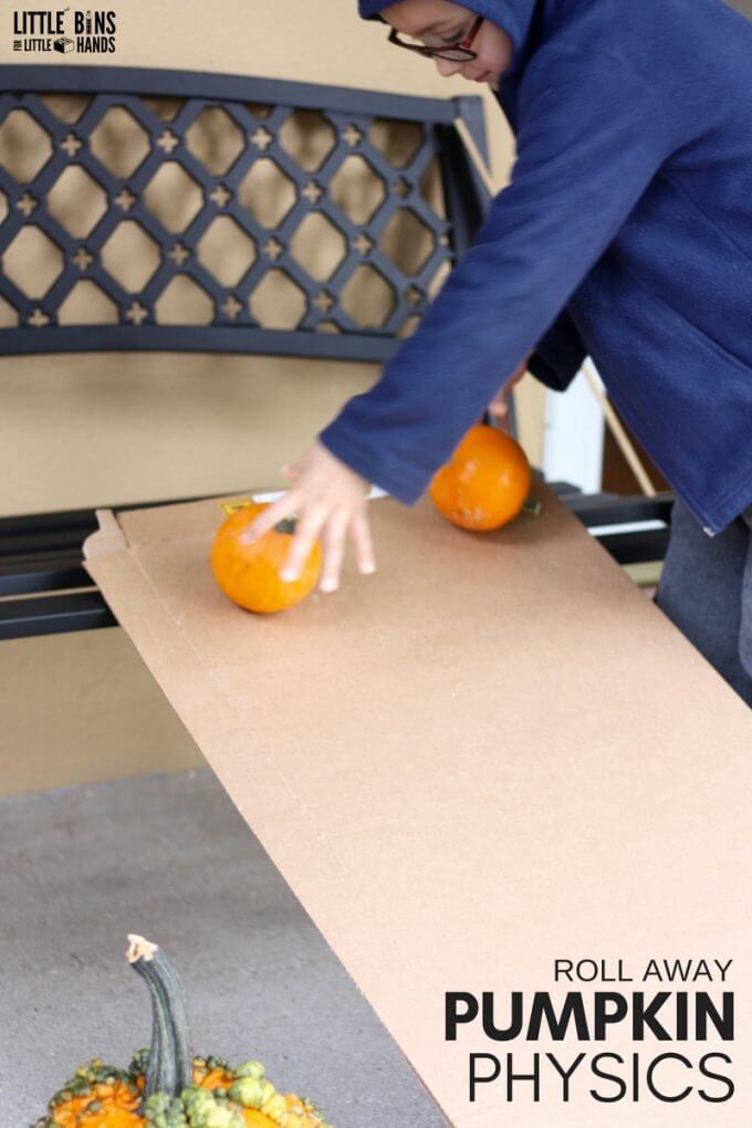 Pumpkin Rolling with Homemade Ramps for Kids Physics 