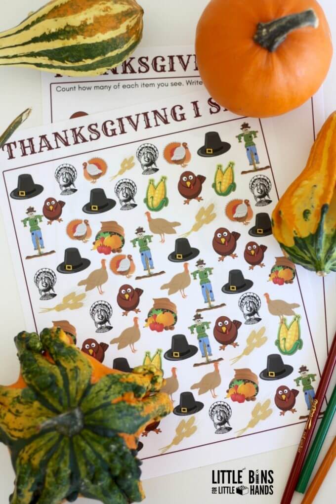 Free Printable Thanksgiving I Spy or Search and Find Activity for Kids