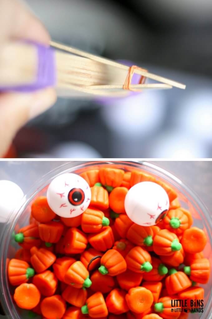 Making Jumbo Craft Stick Catapult with Halloween Science Experiment and STEM Activity for kids