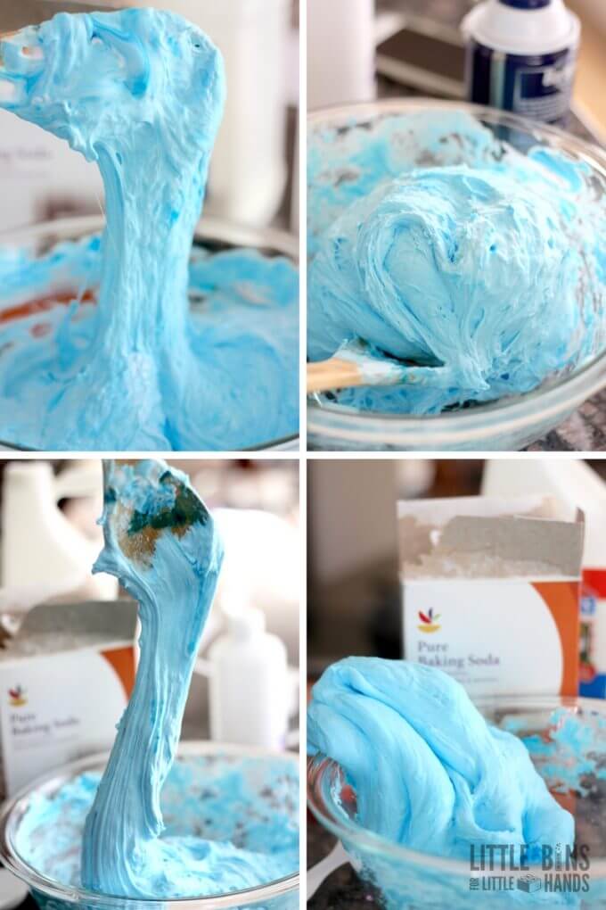 supplies and instructions for making saline solution fluffy slime recipe