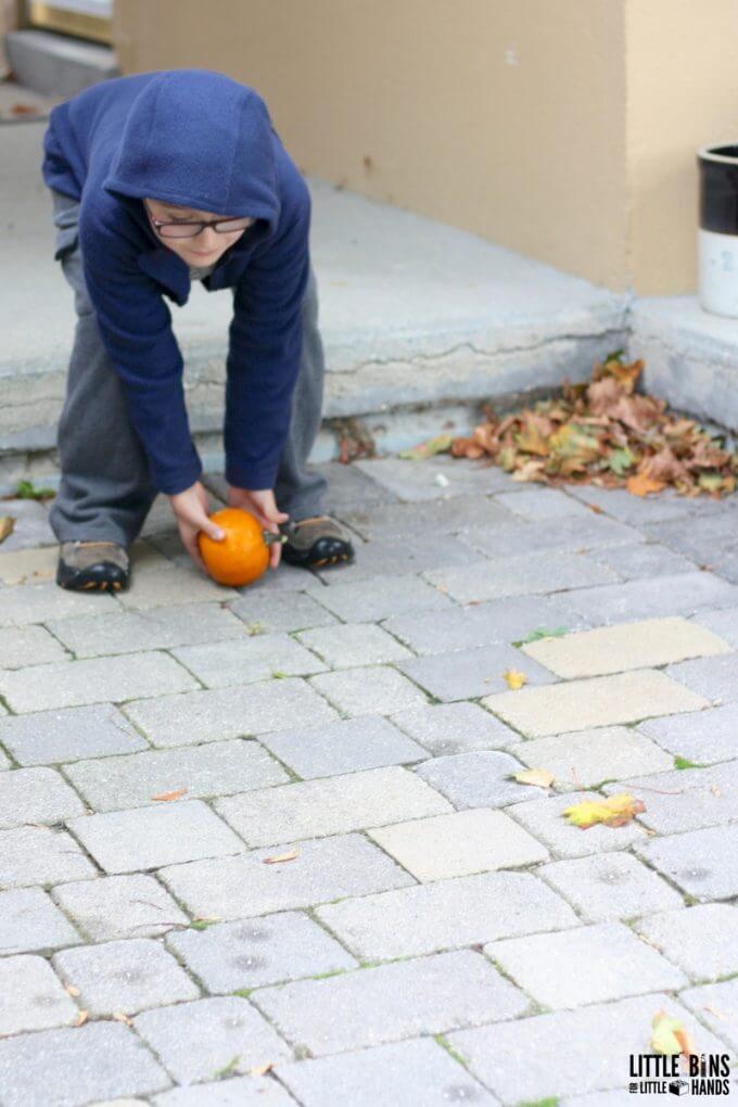 Pumpkin Rolling Outdoor Science Activity