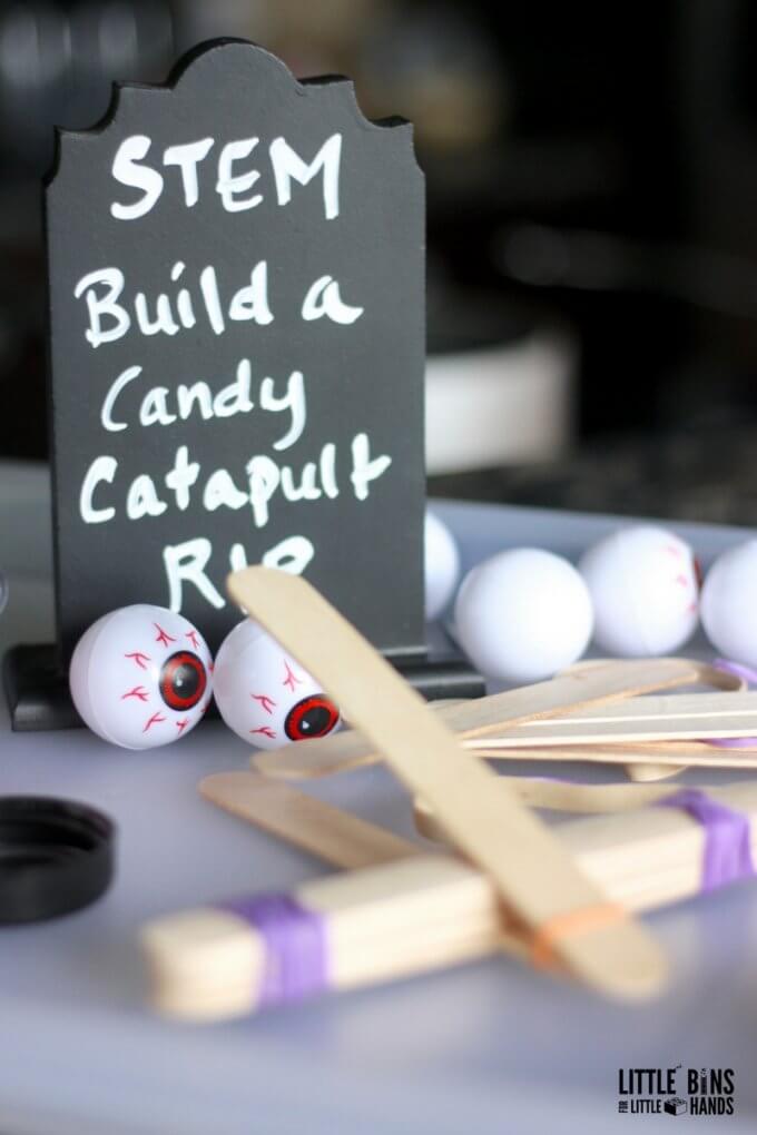 Halloween Popsicle Stick Catapult STEM Activity for Kids