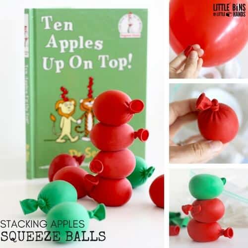 Apple Squeeze Balls Stacking Activity for Fall