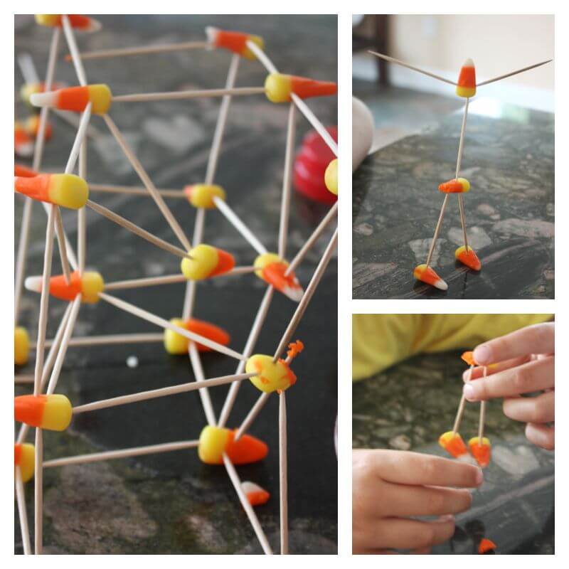 Candy Corn Structures Fall Dissolving Candy STEM activities