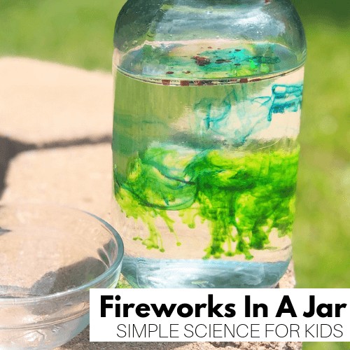Fireworks in a jar for 4th of July science activity.