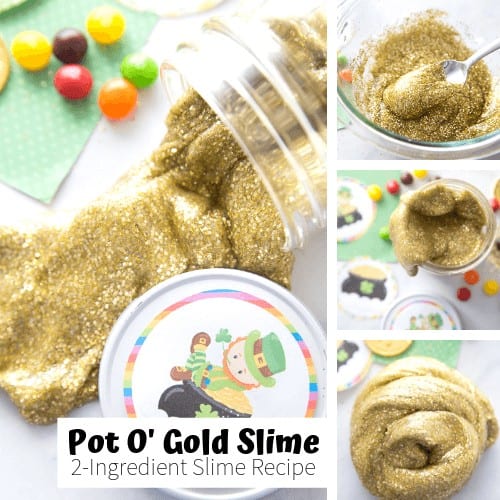 Pot of gold = gold glitter glue slime recipe