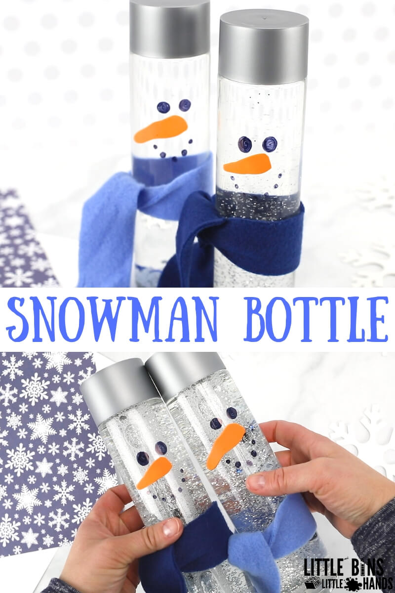 Easy to make snowman sensory bottle for kids winter activities