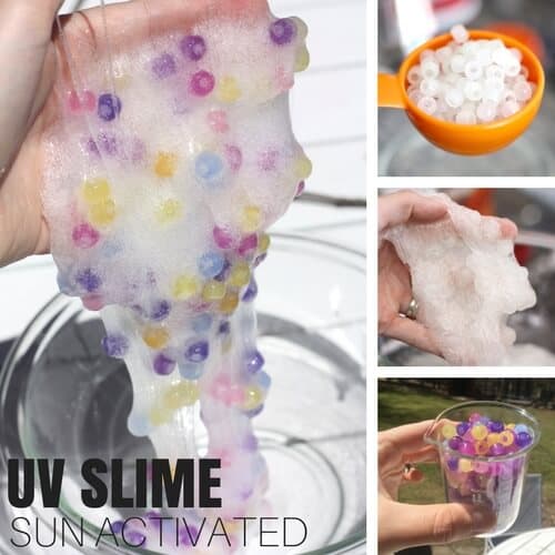 Ultraviolet Slime Recipe with Color Changing UV Beads (Summer Science)