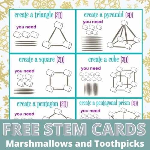 Free Printable 3D Marshmallow Shape Cards