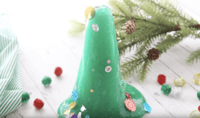 Christmas tree slime with a foam cone
